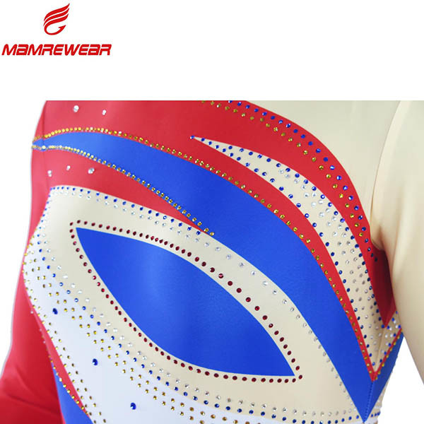 Stretchable Long Sleeve Gymnastics Training Leotards , Girls Gymnastics Leotards