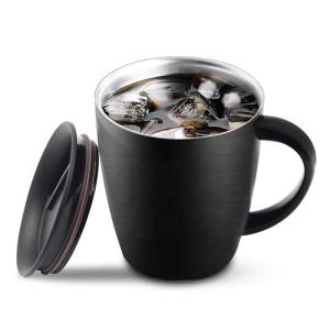 China Matte Black Stainless Steel Coffee Mugs With Handles Custom Logo wholesale