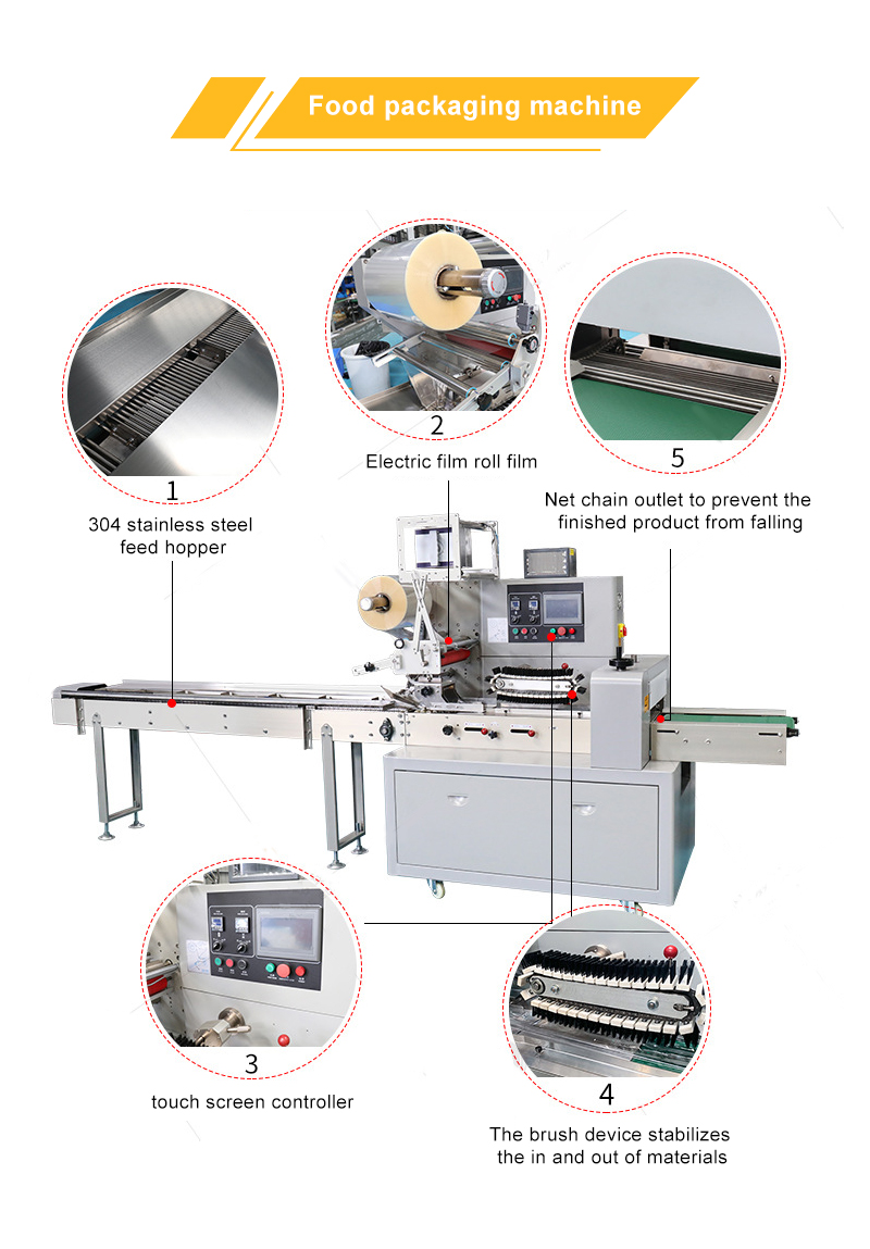 Lollipops Automatic Food Packing Machine Mooncake Horizontal Pillow Packing Machine