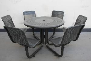 China Commercial Metal Picnic Table And Chair Set Round Shape Weather Resistant wholesale