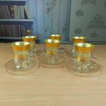 100ml Gold Drawing Glass Cup And Saucer Set Arabic Style