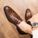 Textured ODM Mens Leather Dress Shoes Handmade Italian Style For Business Men