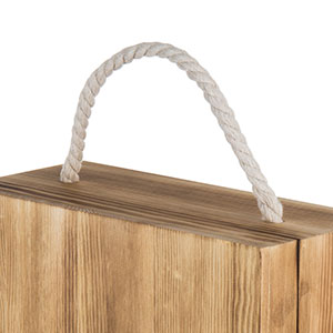 Torched Double Bottle Wooden Wine Box Top Handle Hinged Lid Carrier