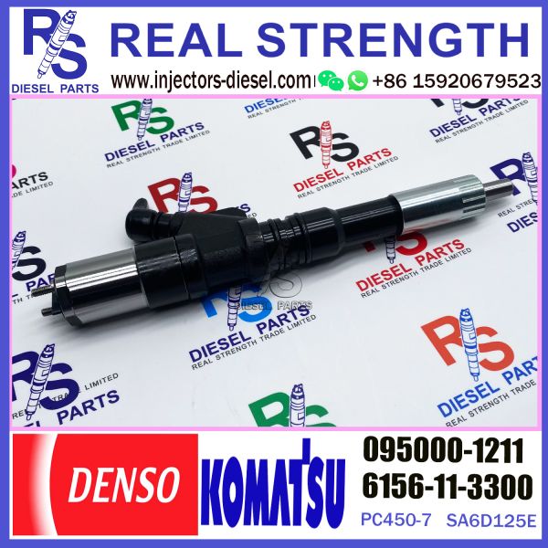 Excavator PC400-7 Engine 6D125E SA6D125E Injector Nozzle Assy 6156-11-3300 Diesel Fuel Injector 095000-1211