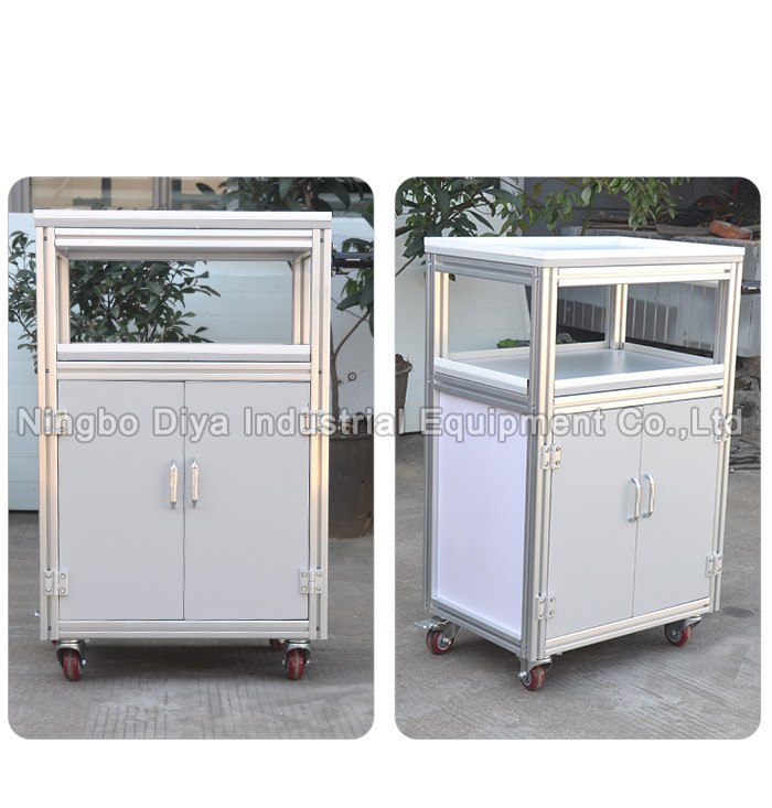 Customized Size Lean Trolley , Aluminum Frame Cart With Storage