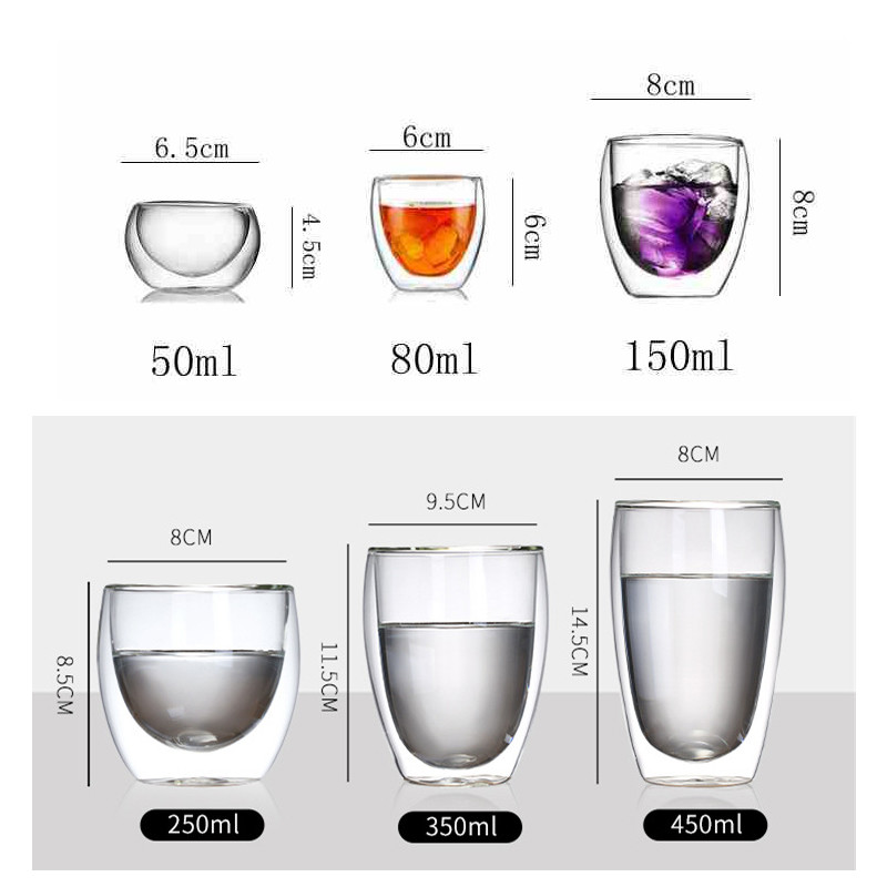 Hot sales glass cup heat-insulated double wall glass cup for tea and coffee