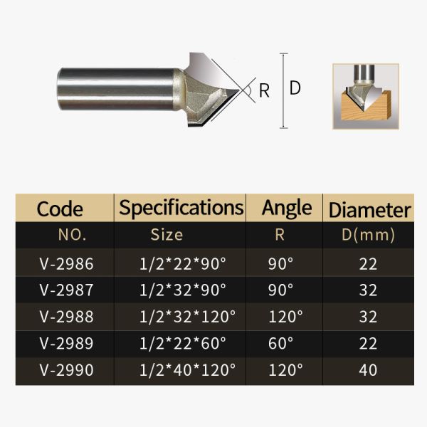 Customizable Carving CNC Wood Bit Carbide Wood End Mill 2 Flute 3D V Bit For Cnc Router