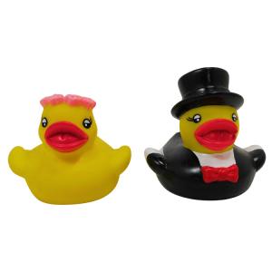 China Bride And Groom Wedding Baby Rubber Duck Phthalates Free PVC With Hand Painting wholesale