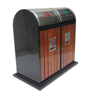 China Rectangular 30L 7.9gal Double Wooden Trash Bin wholesale