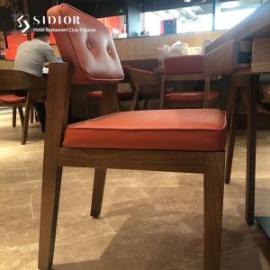China PU Leather Solid Wood Upholstered Dining Chairs 58cm Width For Restaurant Home wholesale