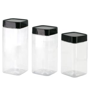 China Transparent Round Plastic Canisters 520ml Pet Resin Square Food Storage Canister wholesale