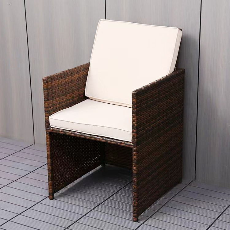 Space Saving Garden Set Modern Plastic Rattan Corner Table and Chair for Courtyard Patio