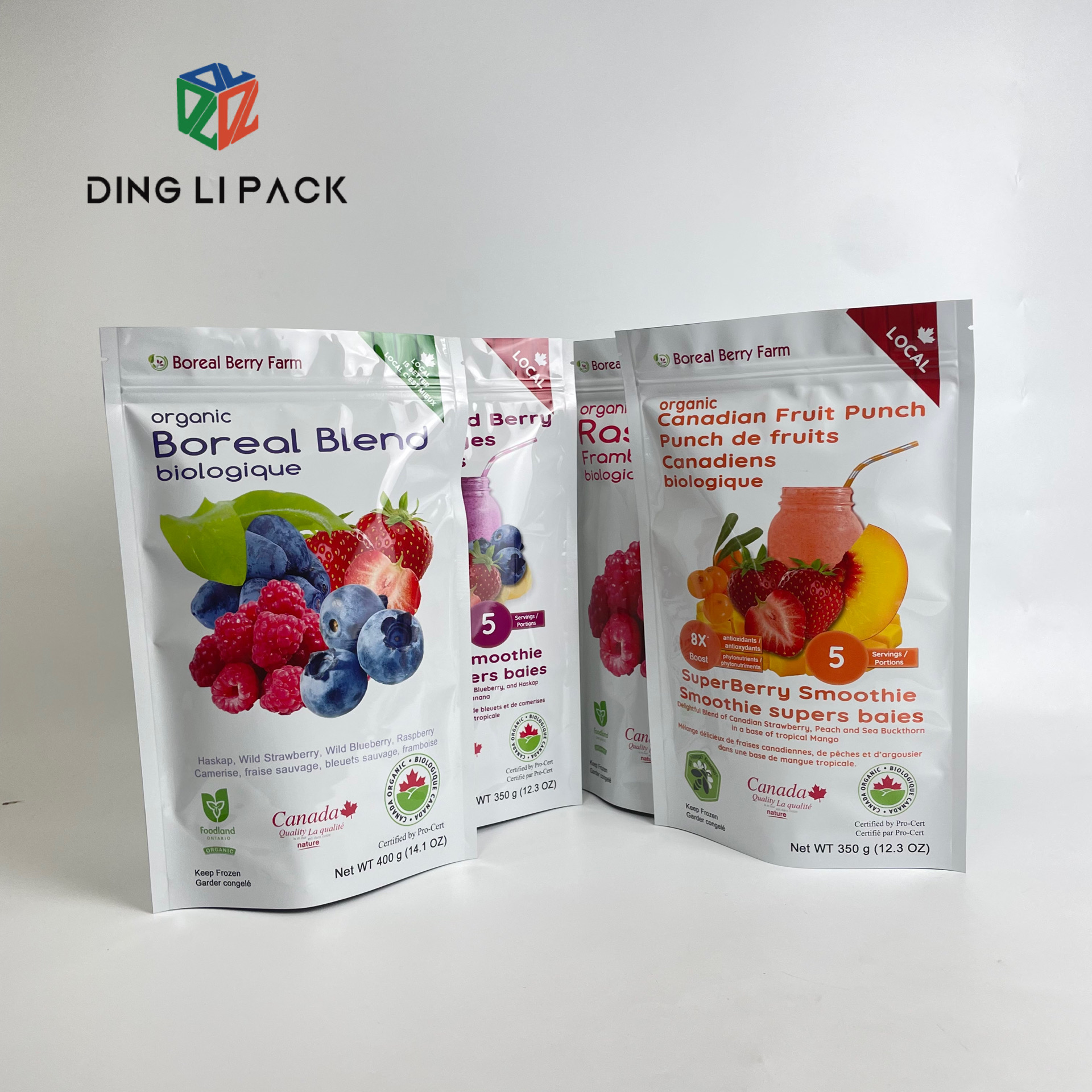 Digital custom printing moq 500pcs stand up pouch fruit packaging bag with aluminium foil zip