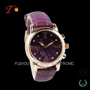 China Colorful leather band lady fashion gold watch with UAE style for promotion wholesale