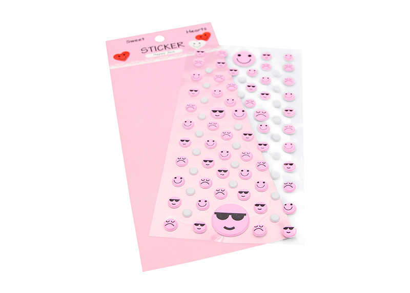 Happy face 3D embossing puffy sticker kids sticker printing for promotional gifts
