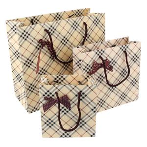 China Custom Printed Biodegradable Paper Carrier Bags Wholesale With Bowknot wholesale