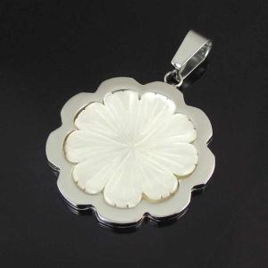 China Supper Fashion Colorful White Black Pearl Shell Inlay Stainless Steel Pendant LSP0003 wholesale