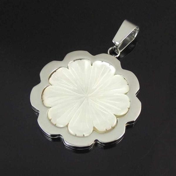 Supper Fashion Colorful White Black Pearl Shell Inlay Stainless Steel Pendant