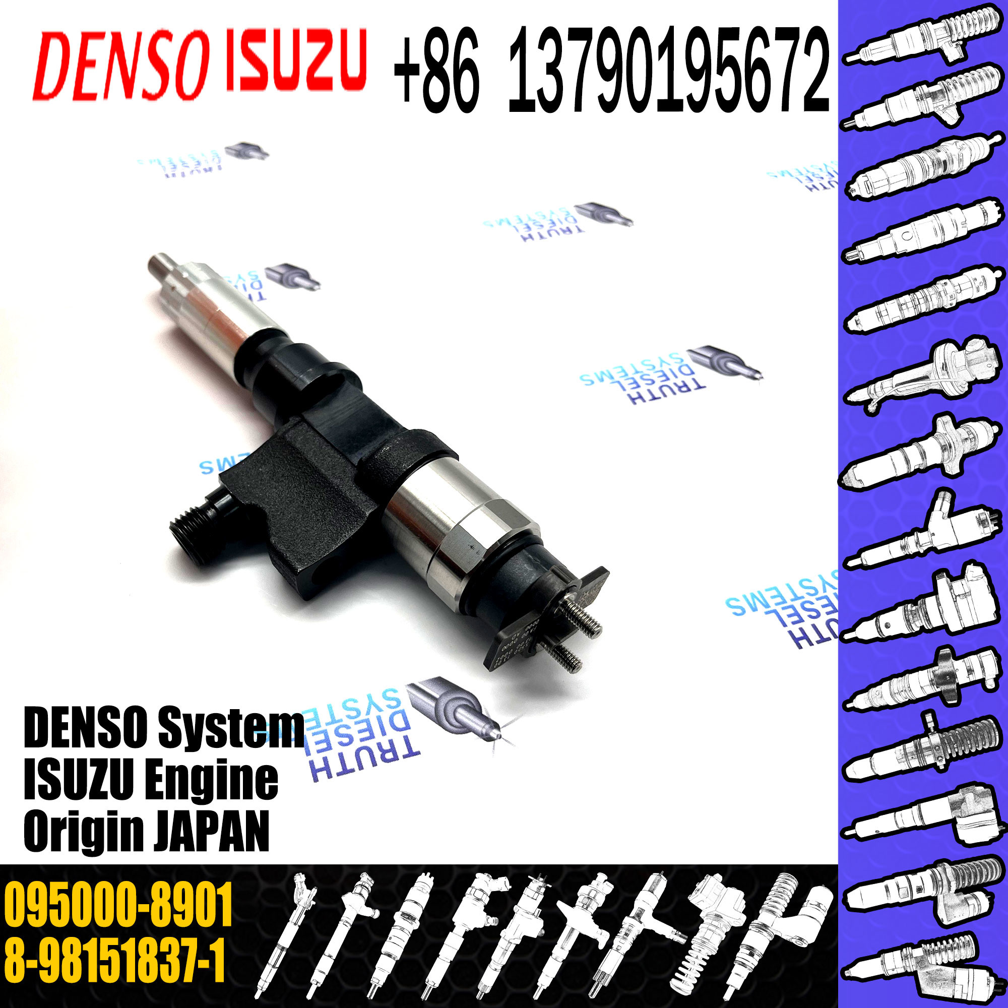 Quality 4HK1 6HK1 engine injector 8-98151837-1 common rail fuel injector 095000-8901