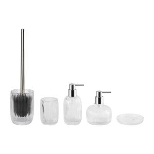 China Ribbed Clear Bathroom Toilet Accessories Set 5pcs Pumpkin Style Lotion Pump Bottle wholesale
