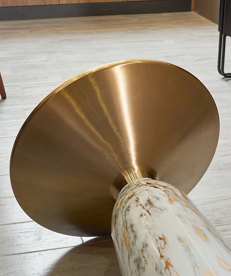 Stainless Steel White Marble Top Circular Coffee Table 50*50