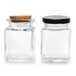 Empty Hexagon Storage Jar Glass kitchen Container with Metal Lids