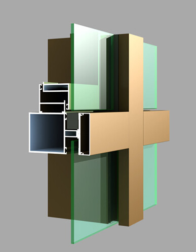 Square Aluminium Curtain Wall Profile 0.8mm-3mm Thickness Customized Color