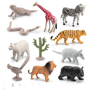 China Wildlife Animal Model Toys 11 PCS Mini Tiger Zebra Lion Giraffe Black Bear Figurine Family Party Favors wholesale