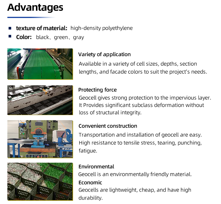 Upgrade Your Road's Durability with 4 Inch 100 356 HDPE Black Green Honeycomb Geocell