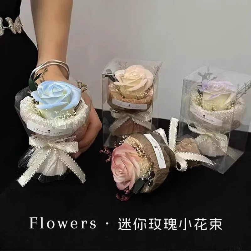 Ins style mini pocket meeting small bouquet of roses simulation flower birthday gift Mother's Day 520 love Gift for People's Day
