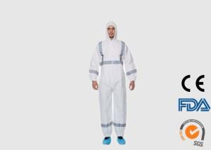 China SMS Disposable Protective Coveralls Liquid Resistant With Reflective Tape wholesale