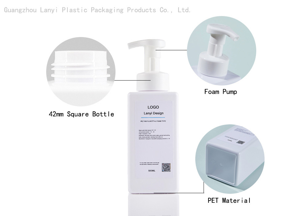 Pet 250Ml 500Ml Square Foam Bottle For Hand Soap