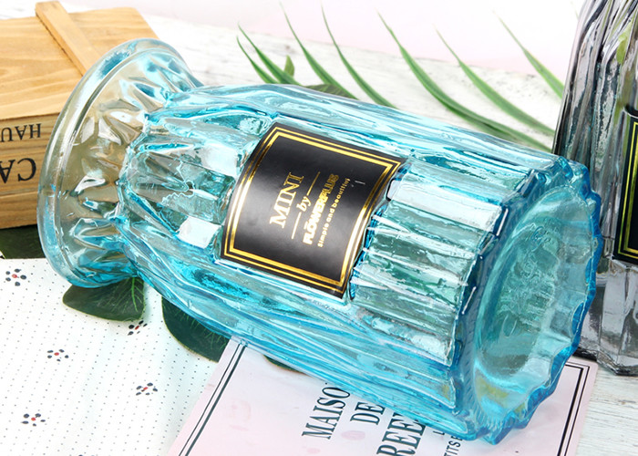 Europe Style Decorative Glass Vases , Colored Wedding Glass Vases