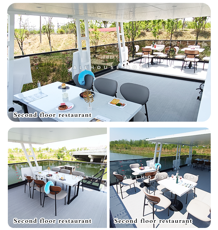 Aluminum Restaurant Boathouse floating restaurant For Elegant Dining Experience