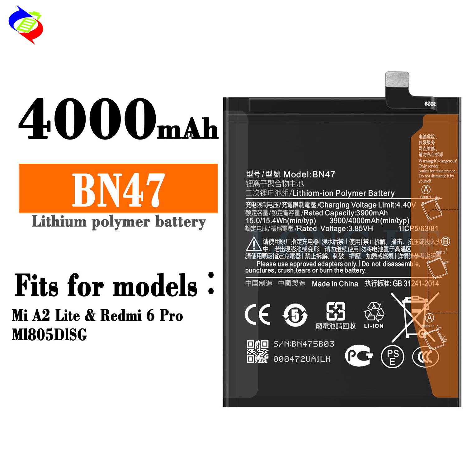 OEM/ODM Double IC Protection Battery BN47 for Xiaomi RedMi6 Pro Redmi 6 pro 4000mAh