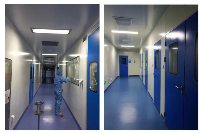 Yellow Pharmaceutical Clean Room Door 40mm thick Single Leaf Swing Door 304 SS Hinge