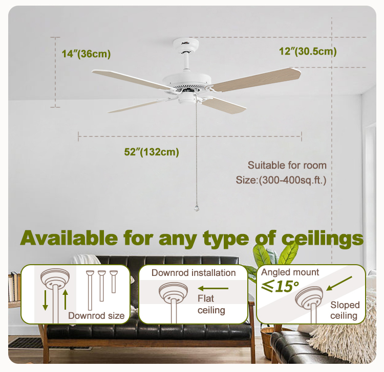 Ceiling Fan Light without Light for Home/Hotel/Office Designing in Modern Style