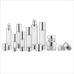 Clear Cosmetic Airless Bottle Aluminum Ring Collar 15ml 30ml 50ml 2oz 80ml 100ml
