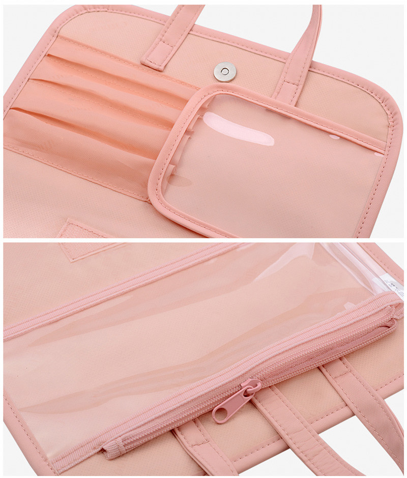 Pink Cute Full Cartoon Pattern Polyester Cosmetic Toiletry Bag