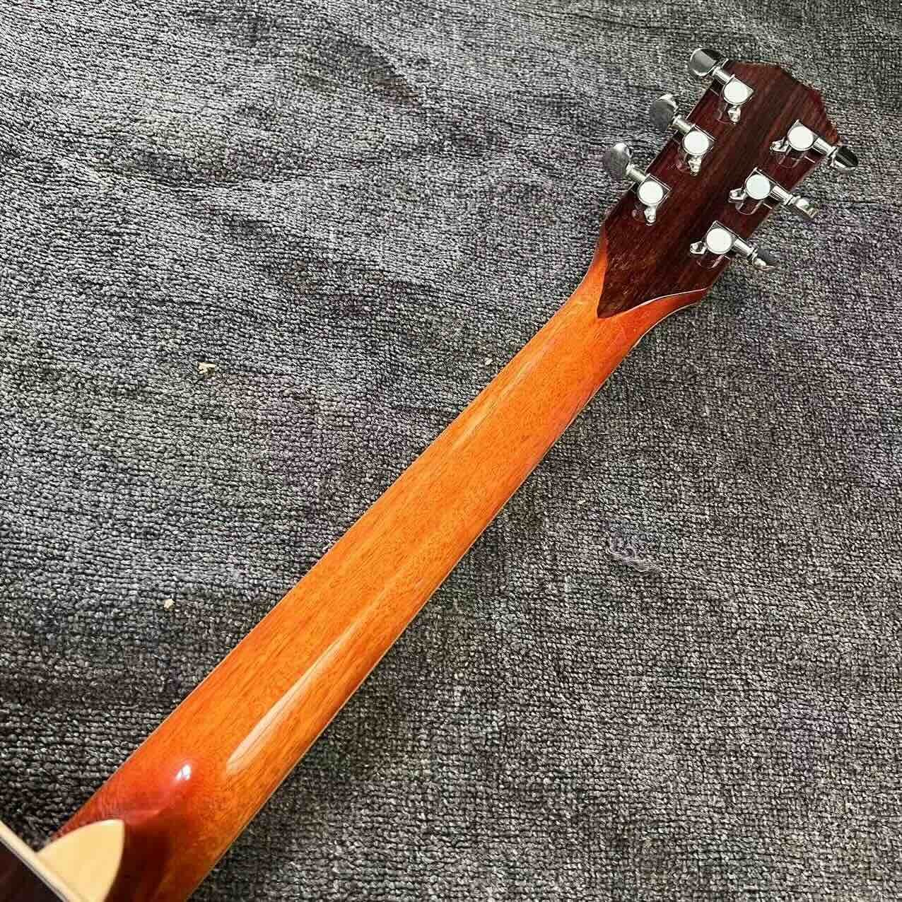 Custom Taylor Style 818 Body Deep Sunburst Solid Rosewood Back Side Acoustic Guitar X Bracing Bone Nut