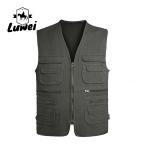 2022 Multi-pocket V-neck Cotton Plain Custom Utility Tank Top Vest Mens Clothing