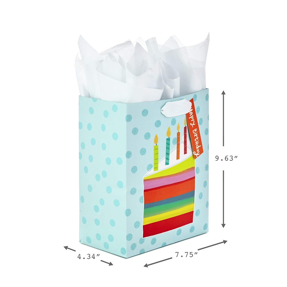 Customized Logo CMYK 4 Color Offset Printing Blue Paper Bag for Kids Birthday Souvenir