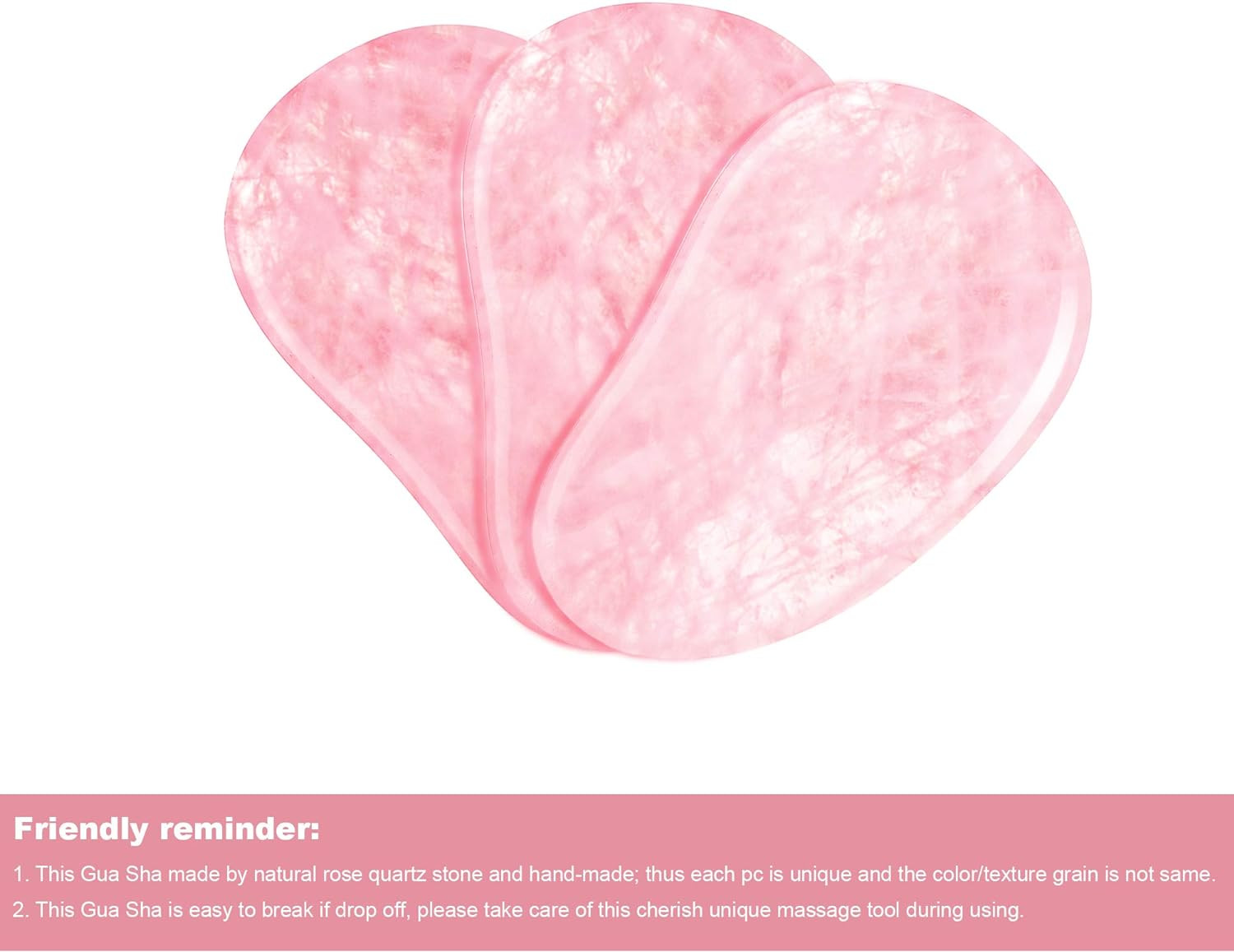 Polished Smooth Crystal Rose Quartz Gua Sha Board Jade Face Stone For Anti Aging