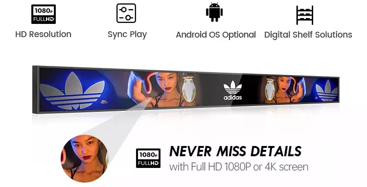 24 Inch Lcd Stretched Display Bar Lcd Panel With Android Supermarket