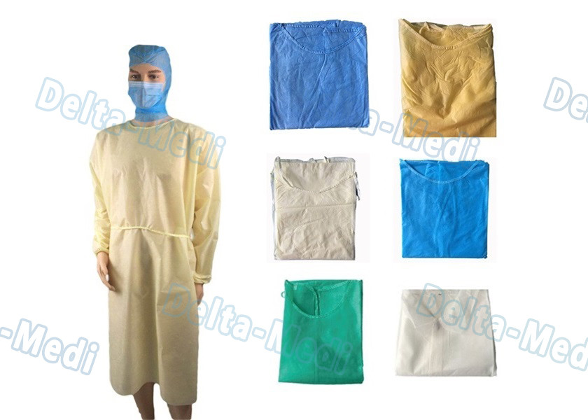 PP Material Yellow Disposable Laboratory Gowns Comfortable 2 Waist Belts Tie On