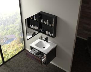 China 800mm Bathroom Mirror Cabinet Wall Mounted Artificial Marble Countertop wholesale