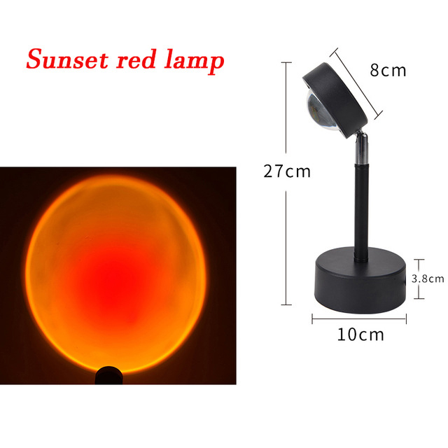 USB Rainbow Sunset Red Projector Led Night Light Sun Projection Desk Lamp for Bedroom Bar Coffee Store Wall Decoration L