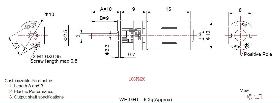 High Precision DC Spur Gear Motor 10GFM20 10mm Gearbox Size For Smart Lock