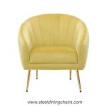 Velvet Fabric Upholstered Tufted Metal Frame Armchair