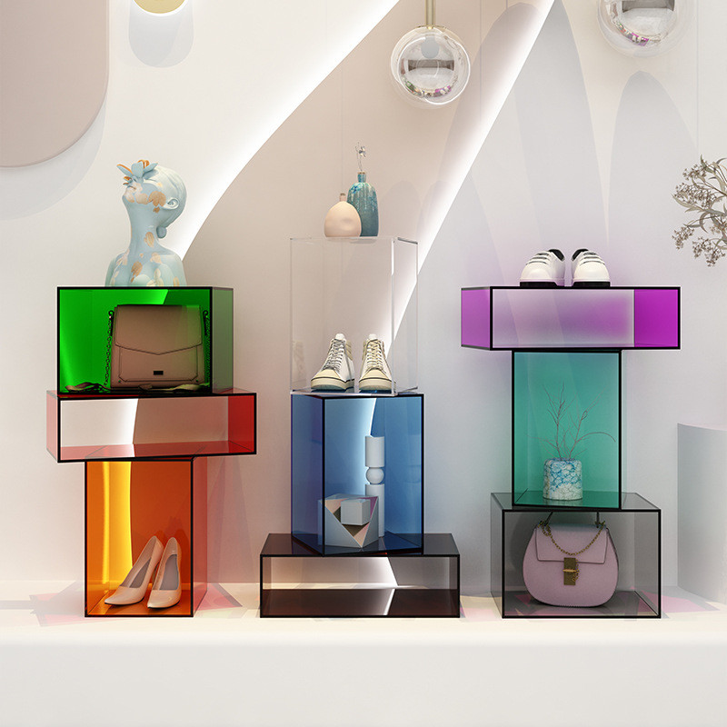 Morden Colorful Acrylic Display Box Custom Design For Window Brand Show